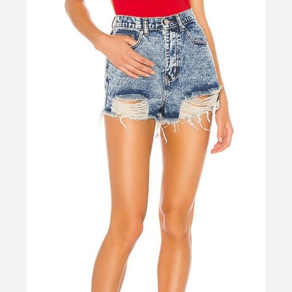REVOLVE Superdown Audrea Cut Off Shorts in Acid Blue Wash - Picture 1 of 7
